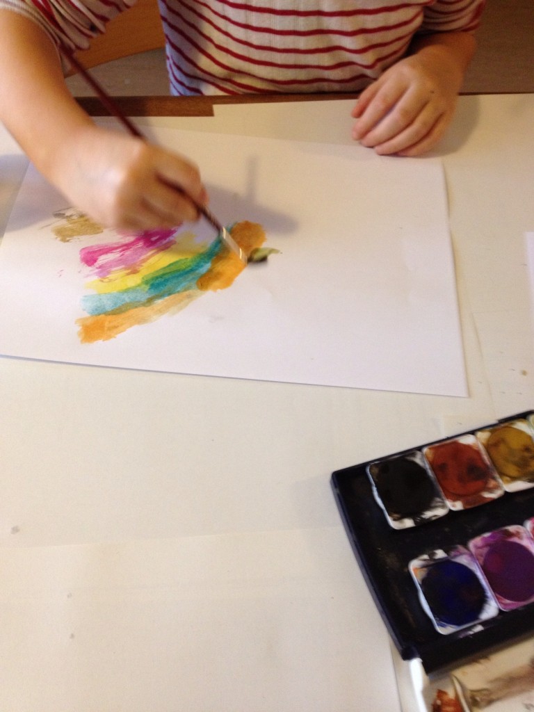 Young avant-gardist artist at work.