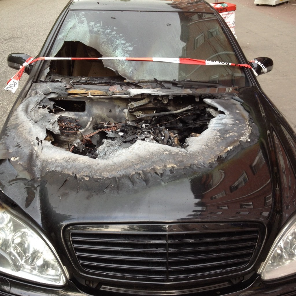 Burned out car.